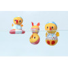 3 bath ducks learning to swim